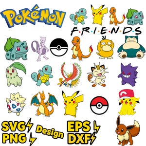 Cartoon Character Layered SVG Bundle, Friends Png, EPS, DXF | Sublimation Cricut Cutting File & Silhouette, Clip Art, animals png set