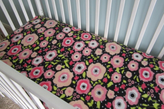 Crib Bedding Baby Girl Floral Fleece Toddler Bed Fitted Sheet Etsy