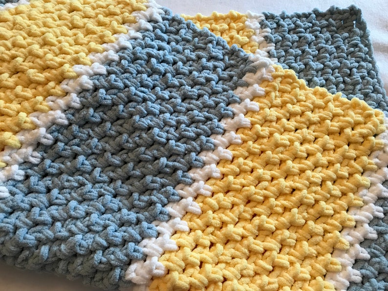 Chunky chenille baby blanket yarn 29 x 33 crochet Etsy