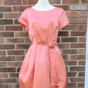 1980s Vintage peach dress - Peach 80s Prom Dress - Peach Satin Party Dress - Vintage Bridesmaid Dress - Bubble Dress - Puffball dress