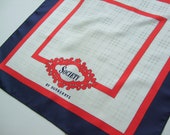 Vintage 1991 Burberry Silk Scarf Red White and Blue Navy Check Nautical Society Pocket Handkerchief Square Designer Checked Plaid