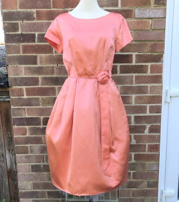 1980s Vintage peach dress - Peach 80s Prom Dress … - image 1