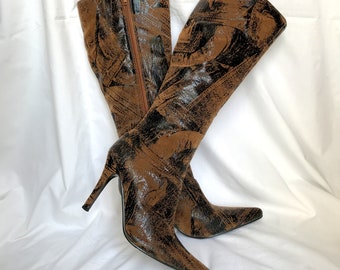 90s black knee high boots