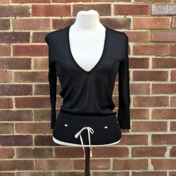 Vintage Y2K Chloe Designer Black Top Ribbon Tie B… - image 1