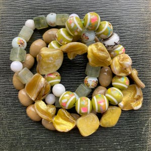 Set of Khaki Green Bead Stacking Bracelets Stretch Beaded Bracelet Set of 4 Bracelets layering bracelet stack