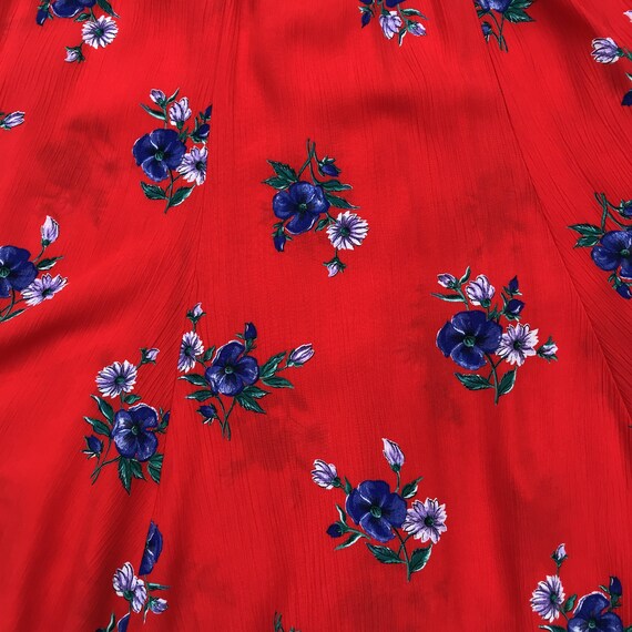 Vintage 90s Red White and Blue Floral A-Line Skir… - image 3
