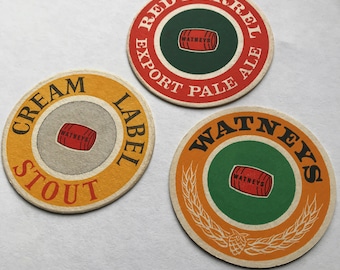 Vintage 1960s Watneys Red Barrel Beer Beermats Beer Mats Breweriana set of 3 Coasters pale ale Advertising Midcentury Retro Pub Memorabilia