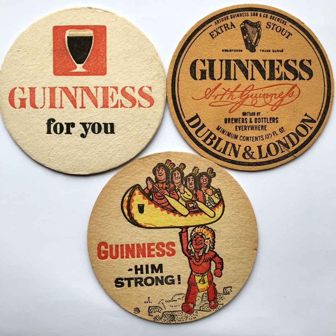 Vintage 1960s Guinness Beermats Beer Mats Breweriana Pair Set of 3