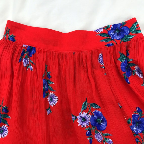Vintage 90s Red White and Blue Floral A-Line Skir… - image 4