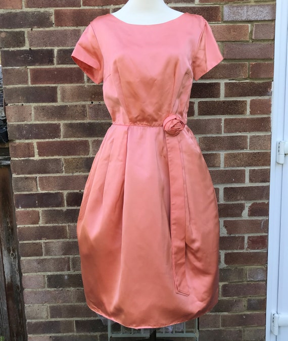 1980s Vintage peach dress - Peach 80s Prom Dress … - image 2