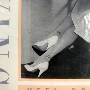 Vintage 1980s White Nylon Stockings with Pearl & Bow Heel Motifs Sheer MEDIUM  In original packaging height 5&#39;5 to 5&#39;7 Ankle Motifs fancy