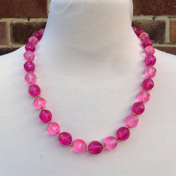 Bright Pink Necklace Etsy