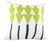 Leaf Trees 20in Pillow in Vintage Green Navy