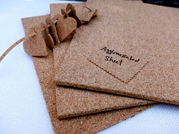 Pack of thick cork sheets for crafts, made from agglomerated cork. Perfect for cork boards, shapes, and other DIY  projects - 5mm / 2"