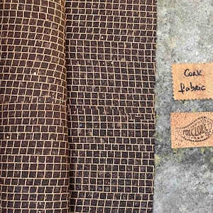 Cork fabric by the rolls. Pattern: dark bricks. Natural cork fabric for cork wallets, handbags, purses, upholstery, apparel, footwear