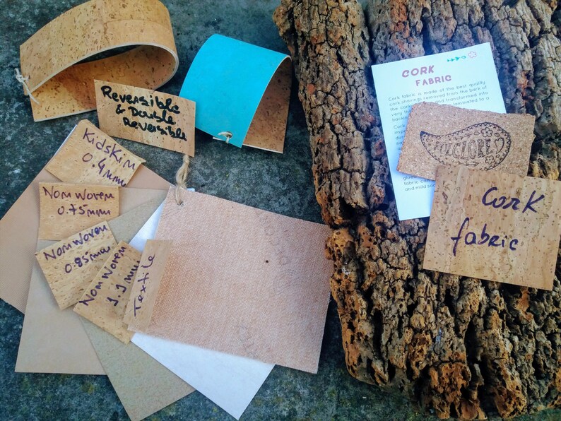 Cork Fabric Samples Plantbased and Metallic Backings Etsy Canada
