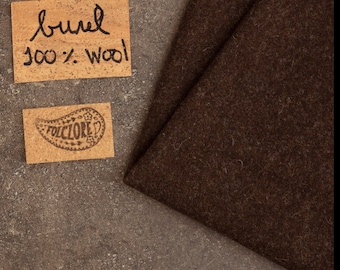 Portuguese burel by the meter / yard, boiled wool fabric, natural dark brown (not dyed), an ethical, rustic and beautifully textured fabric