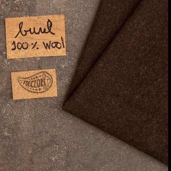 Portuguese burel by the meter, boiled wool fabric, natural dark brown (not dyed), an ethical, rustic and beautifully textured fabric