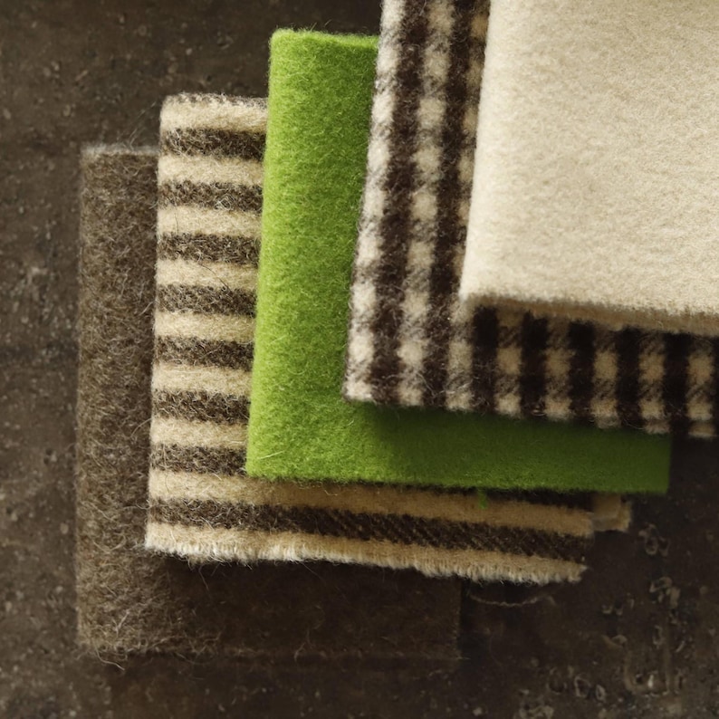 Burel fabric, pre-cut 45x50cm 18x20", Portuguese pure full boiled wool fabric, ecofriendly supplies, dark pine nut color, rustic fabric. image 3