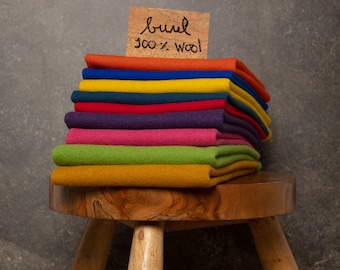 Burel -  Colored Portuguese boiled wool fabric - By the meter - Orange, Blue, Yellow, Red, Purple, Pink, Green, Mustard