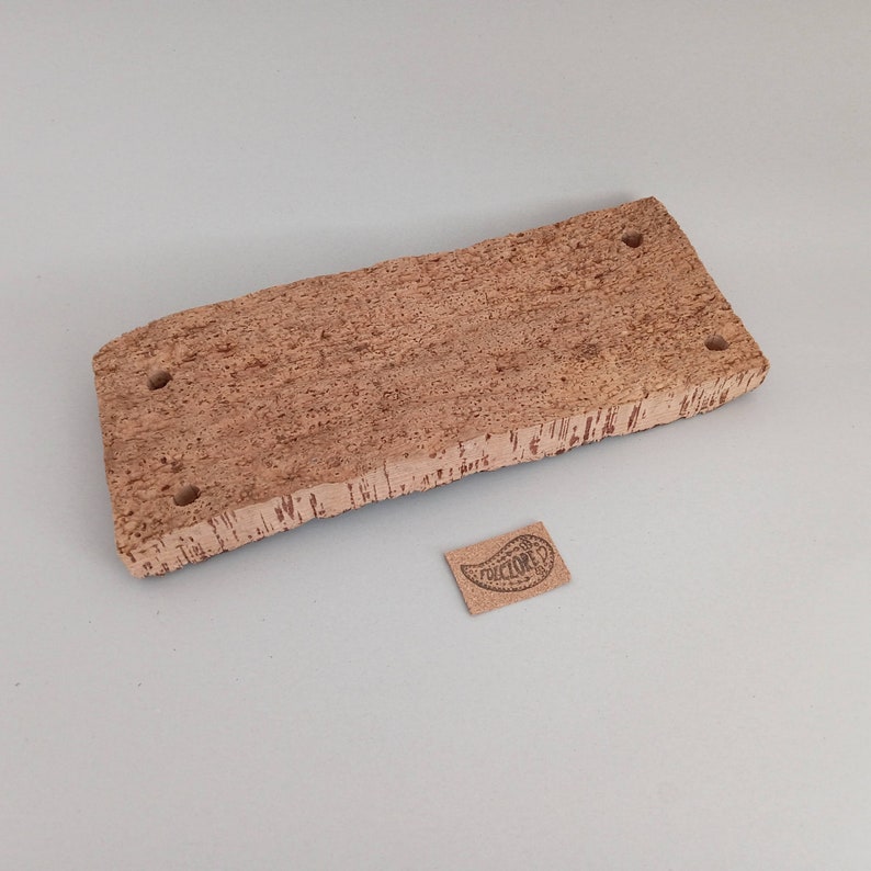 Cork board shelf for macrame wall hanging DIY projects. Raw cork bark plank for floating shelf and books & plant hanger made in Portugal. image 2