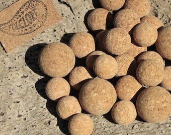 Cork balls made from agglomerated cork from Portugal, sustainable Pet / cat Toys, stoppers, fishing supplies & home decor, ornaments