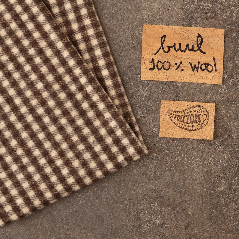 Checkered burel,raxa, made with natural colors. Portuguese wool fabric by the meter
