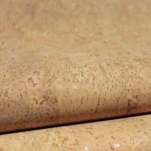 Textured Natural cork fabric sheet for sewing, vegan leather in fat quarter for DIY crafts w/ cotton backing and double sided options image 2