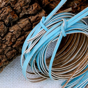 Cork lace blue and natural, 3mm 1/8 wide, 4 or 8 pcs depending on the length, Portuguese flat cork cord, cork leather strings, jewelery image 3