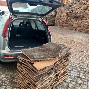 Cork board shelf for macrame wall hanging DIY projects. Raw cork bark plank for floating shelf and books & plant hanger made in Portugal. image 8