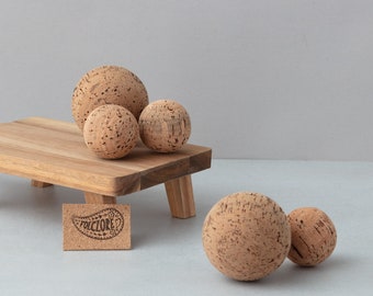 Portuguese cork ball stopper for decanters, carafes & bottles, cork topper for ceramic and glass, cork float, massage ball  53 / 80mm.