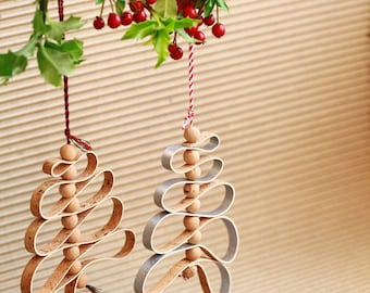 DIY Christmas tree KIT with cork straps & beads, Christmas ornaments kit, hand craft making ideas, easy DIY christmas decorations