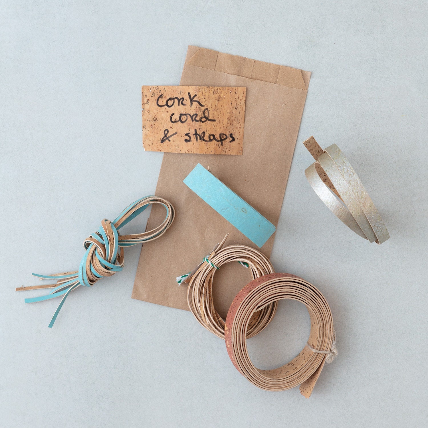 Flat cork cord in different widths and colors made from Portuguese double-sided cork fabric. Vegan strings for jewelry 1 meter/ yard long