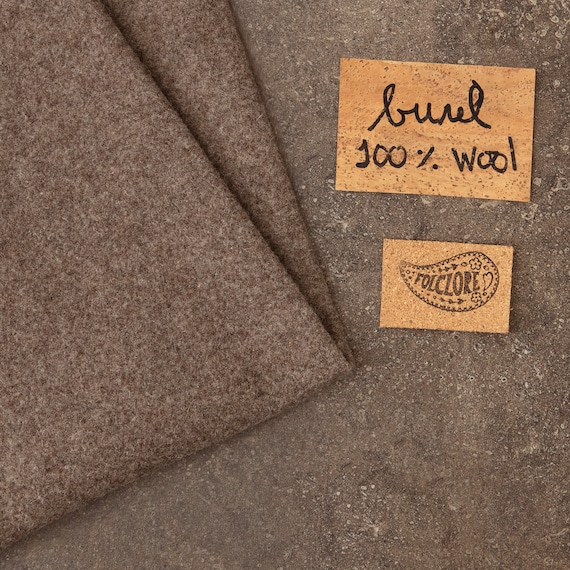 Burel fabric, pre-cut 45x50cm 18x20", Portuguese pure full boiled wool fabric, ecofriendly supplies, dark pine nut color, rustic fabric.
