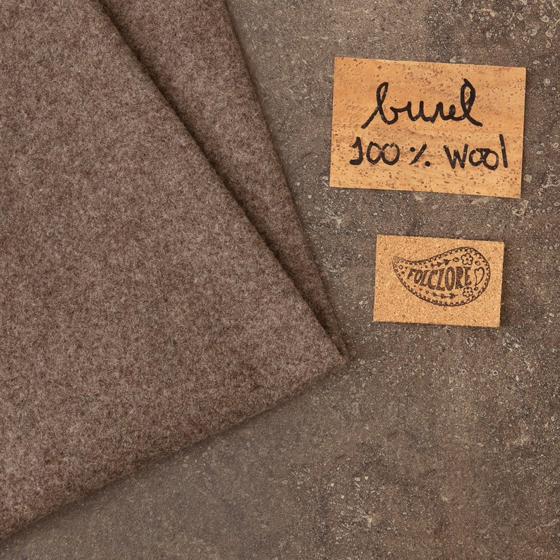 Full wool fabric, burel, Portuguese pure boiled wool fabric, ecofriendly supplies, dark pine nut color, rustic fabric, 50x50cm 20x20 image 1