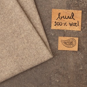 Burel, full wool fat quarter, boiled wool craft fabric made in Portugal, sustainable cloth, light pine nut, rustic texture, 50x50cm 20x20"