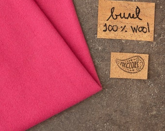 Pink boiled wool fabric, Portuguese burel, similar to felt, handcrafted traditional fabric for covers, coats, pillows, blankets, rugs, bags