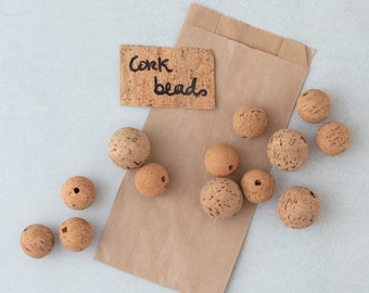 Large cork beads, 25mm| 1" OR 31mm/ 1 1/4", 25pcs. Macrame supplies from Portugal, cork balls for floats & eco-friendly DIY crafts