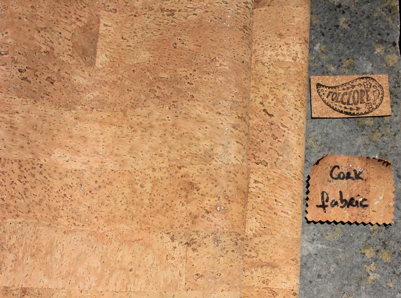 Textured Natural cork fabric sheet for sewing, vegan leather in fat quarter for DIY crafts w/ cotton backing and double sided options image 3