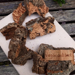 Virgin cork bark pieces, natural material for terrarium decoration, modeling, orchids, gardening, hobbies, miniatures, DIY crafts & pet toys
