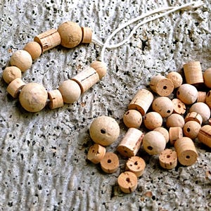 Cork beads set - assorted cork balls, cork discs & cork cylinders set, earth-friendly cork earrings, bracelets, Jewellery making, beading