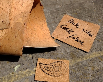 Double-sided cork fabric, vegan leather for jewelry making, straps, animal free (as 2 to 3 OR 4 to 5 oz leather), cotton backing options