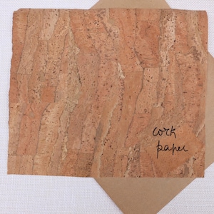 Carta di sughero ecologica, monofacciale o reversibile, per scrapbooking, cartonnage e tag, 2 fogli 20 x 30 cm (7 7/8"x11 3/4") motivo naturale