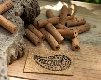 Tubes of natural cork for sustainable jewelry, pack of macrame large hole cilynders. Eco-friendly neckaces & DIY creative craft projects.