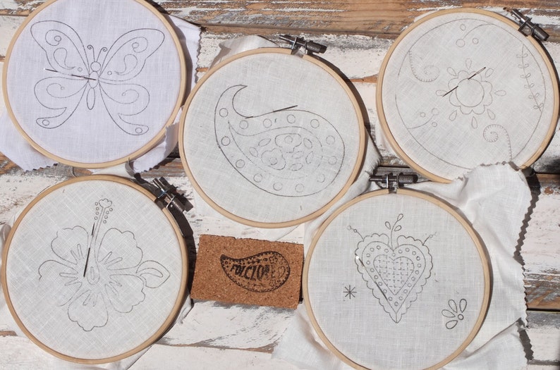 Paisley Hand Stamped Embroidery Kit Creative DIY Gift for Etsy