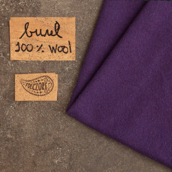 Purple Burel by meter / yard. Portuguese Boiled wool fabric. Handcrafted eco-friendly violet traditional fabric for coats, pillows, blankets