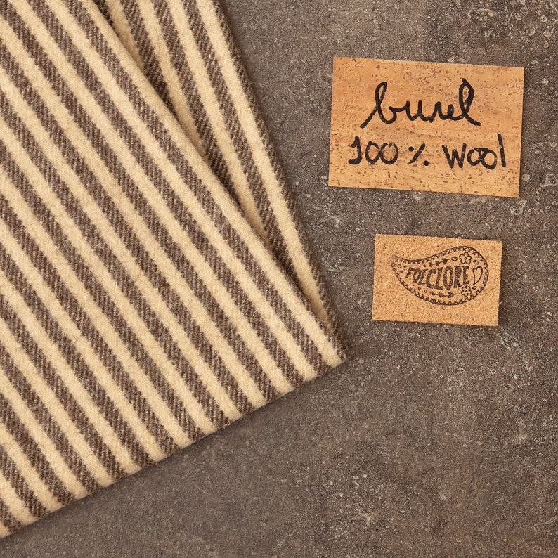 burel striped in dark brown and ivory. Boiled full wool made in Portuga