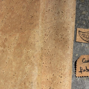 Genuine natural cork fabric by the meter- Vegan leather made from high quality cork sheets for upholstery, making bags, wallets & shoemaking