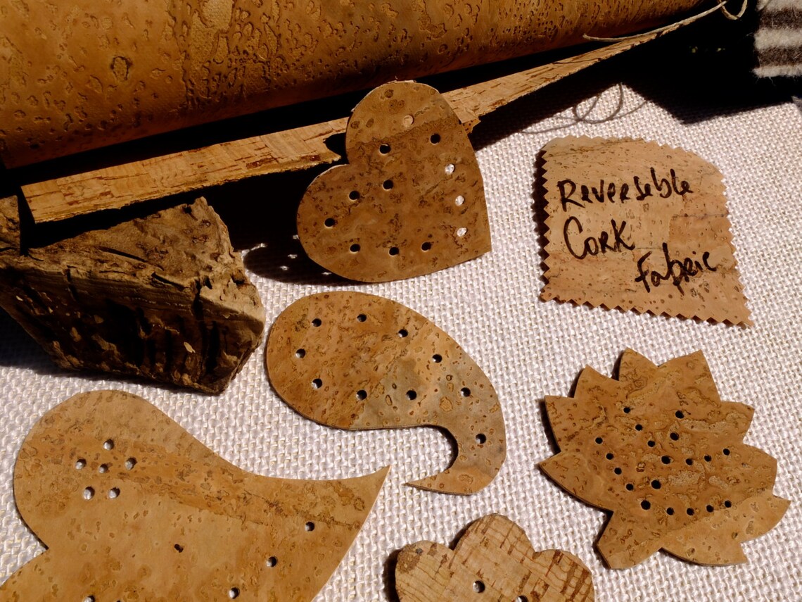 Natural Reversible Cork Fabric by Yard / Meter Vegan. Double Etsy