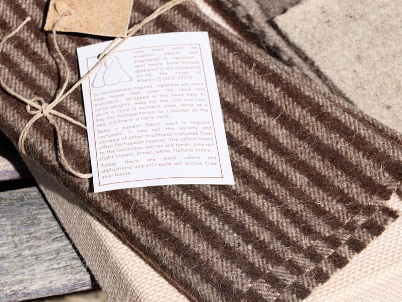 Pure wool woven cloth dark & light brown striped by the meter, burel a heavyweight boiled wool fabric, an earth friendly supply for sewing image 1